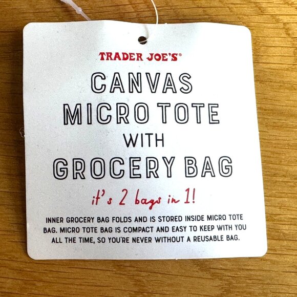Trader Joe's Canvas Micro Tote with Grocery Bag, Red - Picture 12 of 15